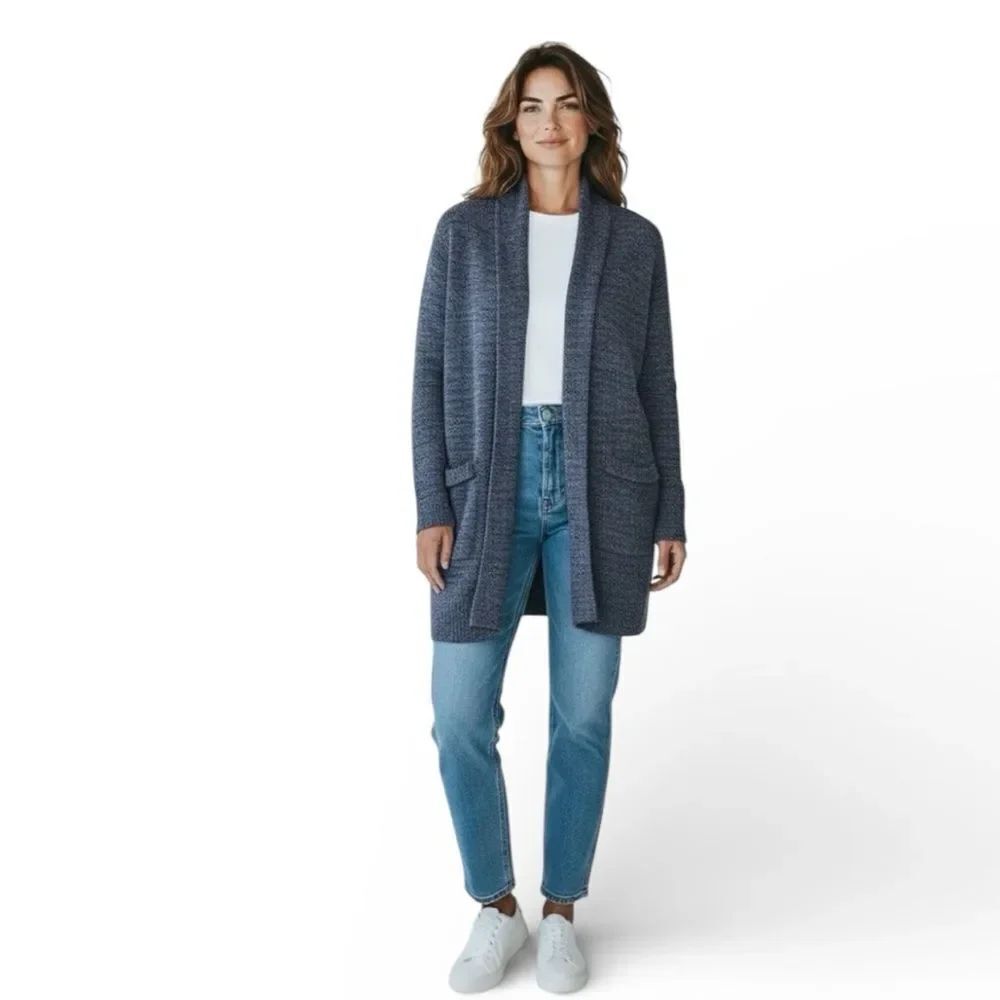 Barefoot Dreams CozyChic cardigan Blue Open-Front Cardigan size large